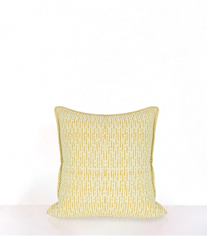 Housse de coussin en coton jaune imprimée à la main - Rang