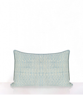 Hand-printed cushion cover in blue cotton - Banna