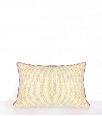 Hand printed cotton cushion cover - yellow by Jamini