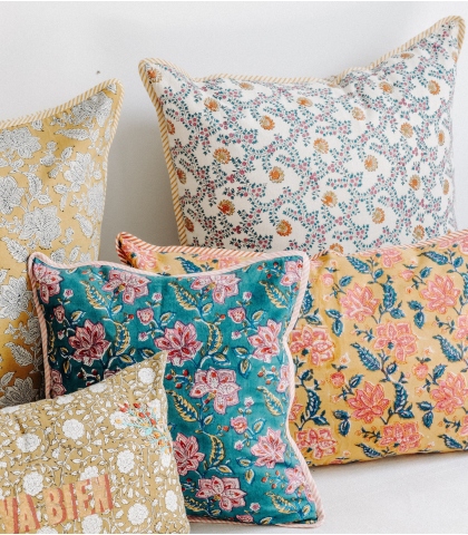 Linge de maison boho chic indien imprimé à la main - Jamini Design