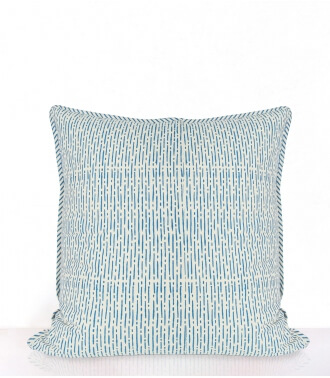 Hand printed square cushion cover - Banna blue