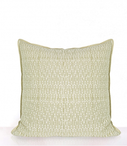 Hand printed cotton cushion cover olive - Banna