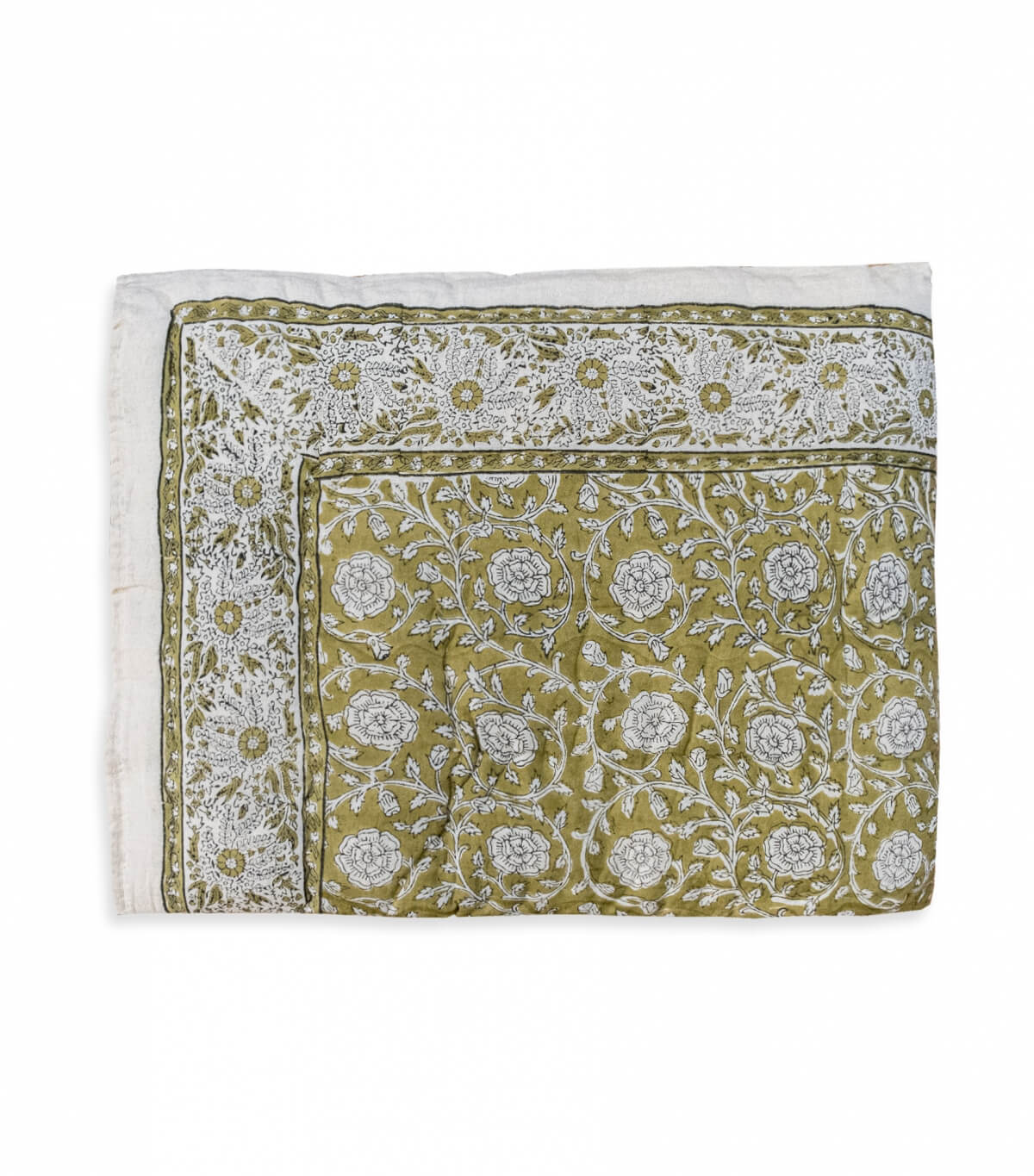 Printed quilt 91x104 inches - olive