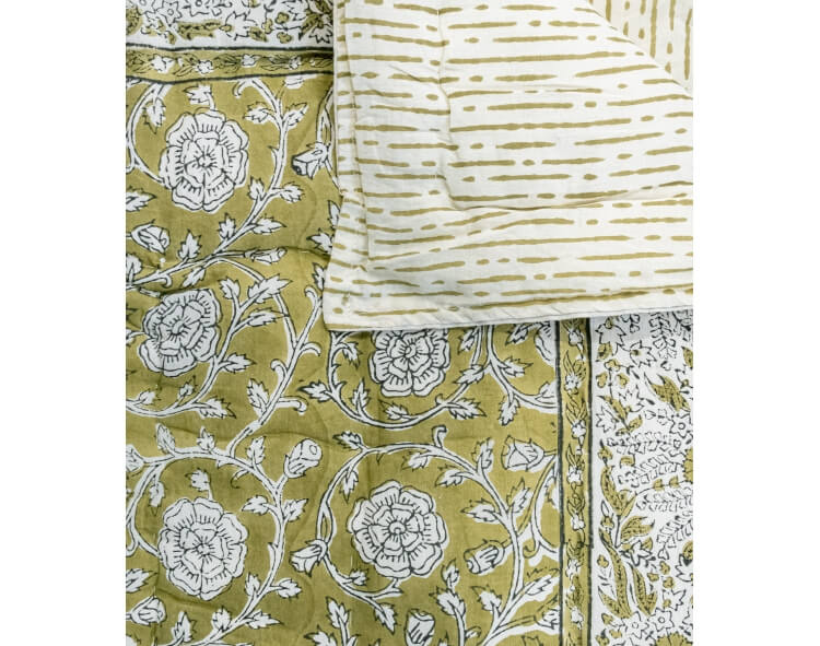Édredon indien 100x60 cm - olive