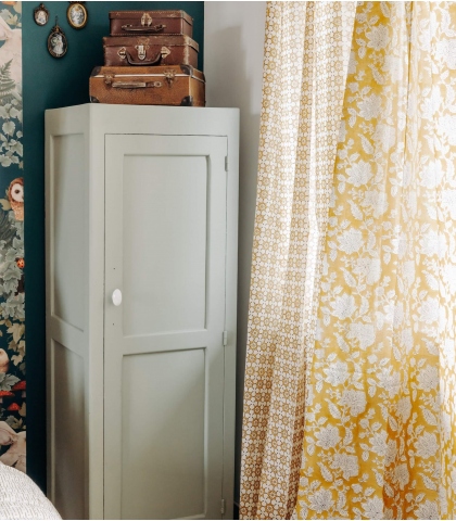 Hand printed cotton curtains - Jamini
