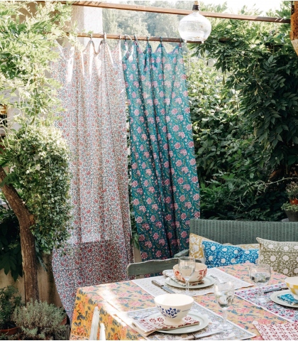 Linge de table boho chic et rideaux indiens - Jamini
