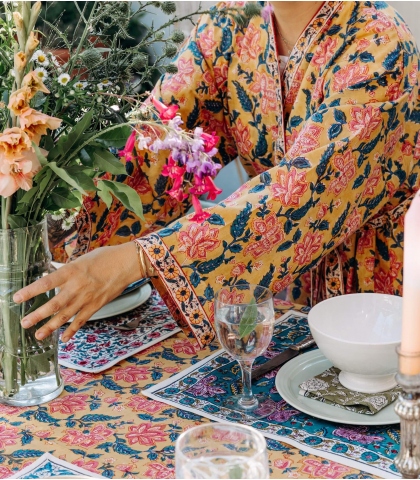 Boho chic kimono and hand made table linen - Jamini