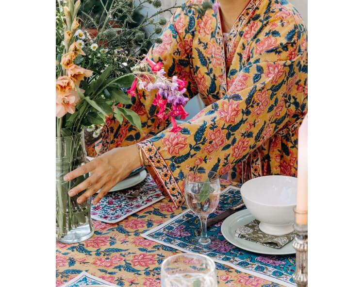 Boho chic kimono and hand made table linen - Jamini