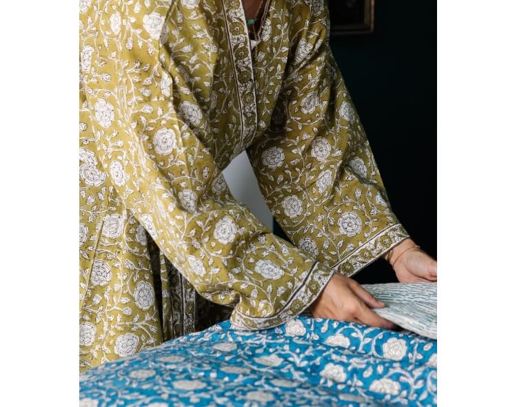 Hand printed kimono and indian quilt - Jamini