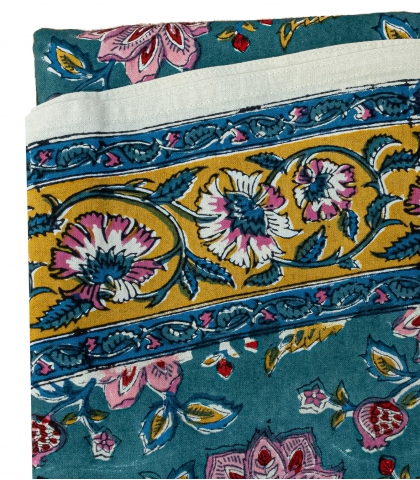 Printed table cloth 69 inches - multi green