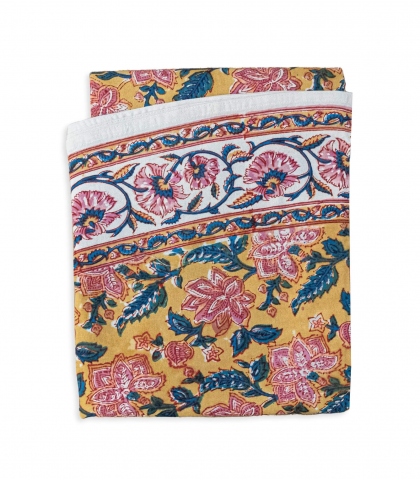 Nappe ronde imprimée 175 cm - jaune multi
