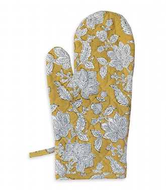 Hand printed kitchen glove 6x13 inches - yellow
