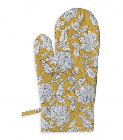 Hand printed kitchen glove 6x13 inches - yellow
