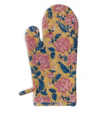 Gant de cuisine coton 16,5x33 cm - jaune multi