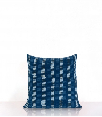 Naturally dyed pillow in indigo blue cotton by Jamini
