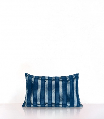 Housse de coussin imprimée en coton indigo - Sundar