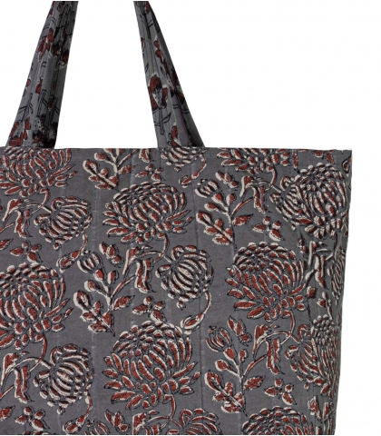 Naturally dyed shopping bag in grey cotton - Takla
