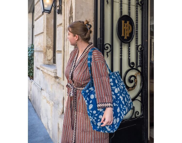 Indigo blue week-end bag - 17x15 inches