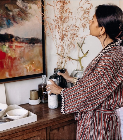Printed kimono free size - naturally dyed