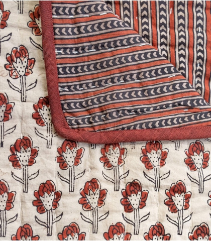 Naturally dyed indian quilt - 47x79 inches