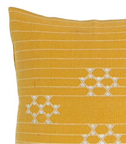 Mustard yellow cushion cover Kutchi - 16x16 inches