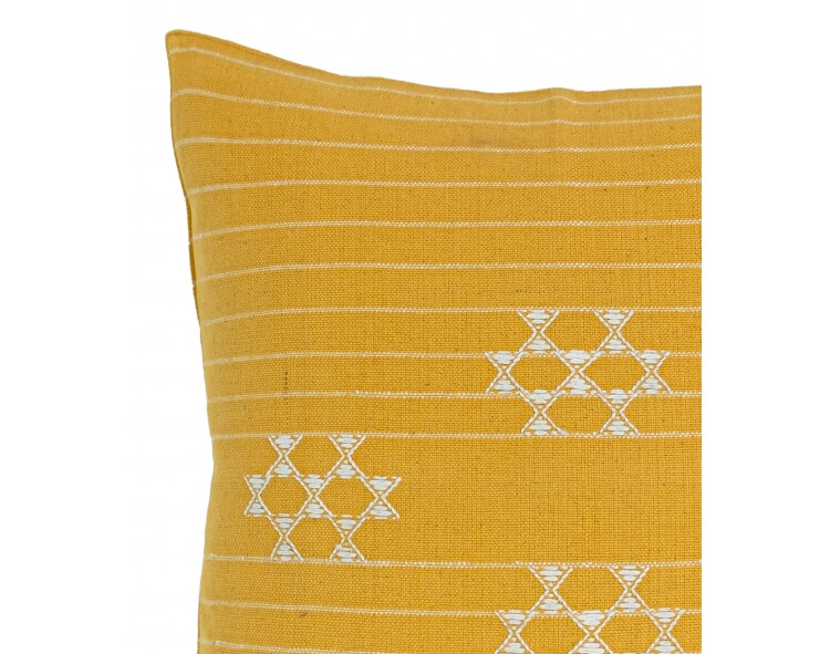 Mustard yellow cushion cover Kutchi - 16x16 inches