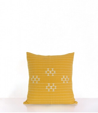 Kutchi Mustard yellow cushion cover - 16x16 inches