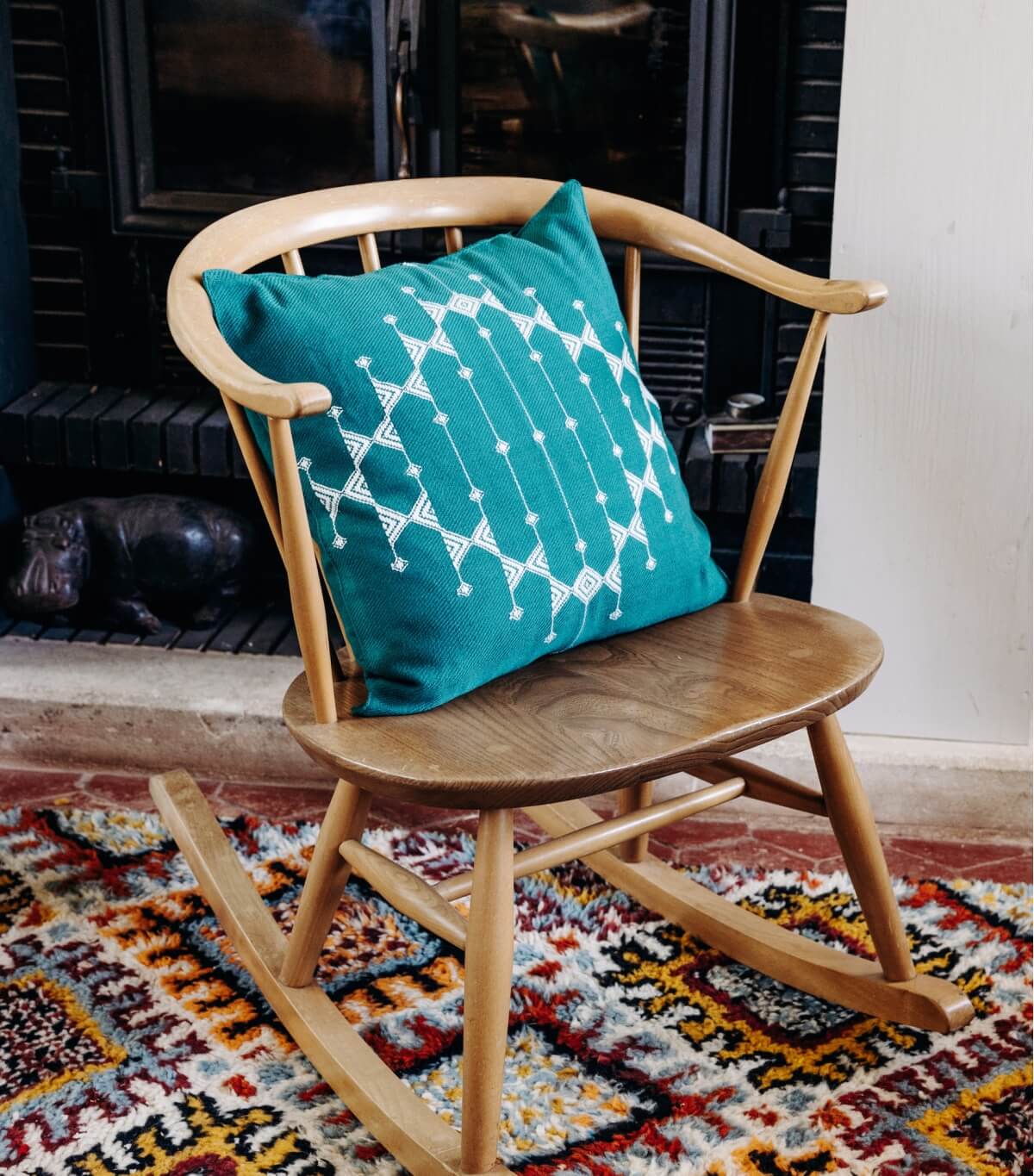 Kutchi Housse de coussin carrée - vert sapin