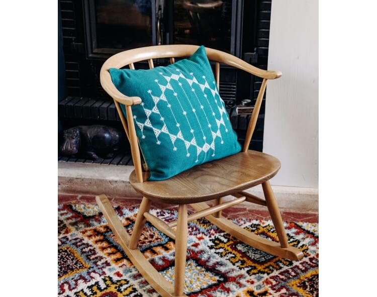 Kutchi Housse de coussin carrée - vert sapin