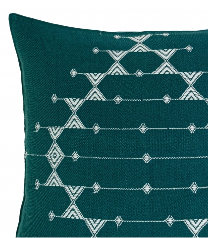 Housse de coussin ethnique vert sapin 40X40 cm