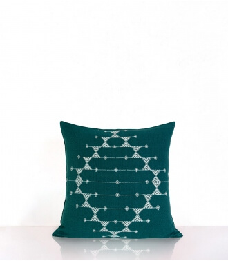 Kutchi Forest green square cushion cover - 16x16 inches