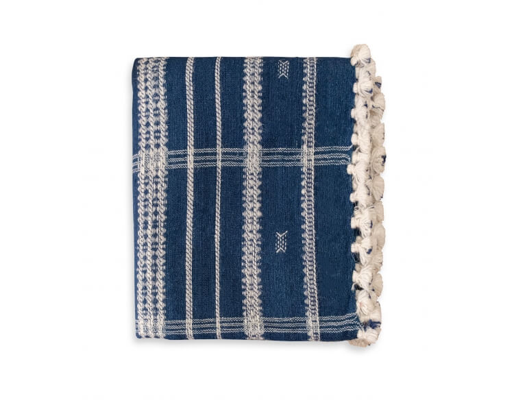 Foulard indien bleu indigo - 100x200 cm