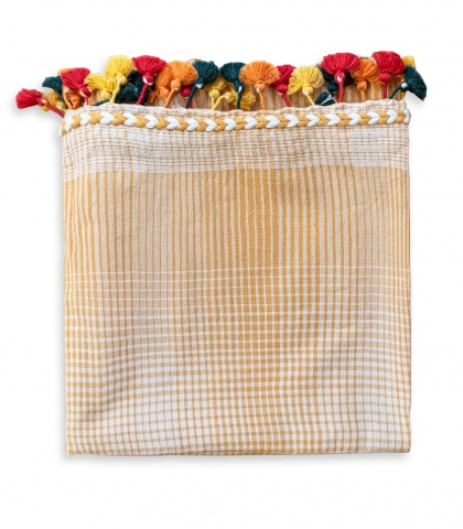 Rideau indien jaune moutarde - 112x215 cm