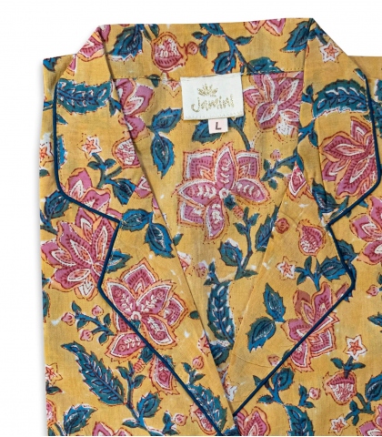 Indian pyjama in mustard yellow cotton - size L Rang