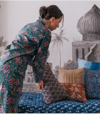 Rang Pyjama fleuri en coton canard - taille L