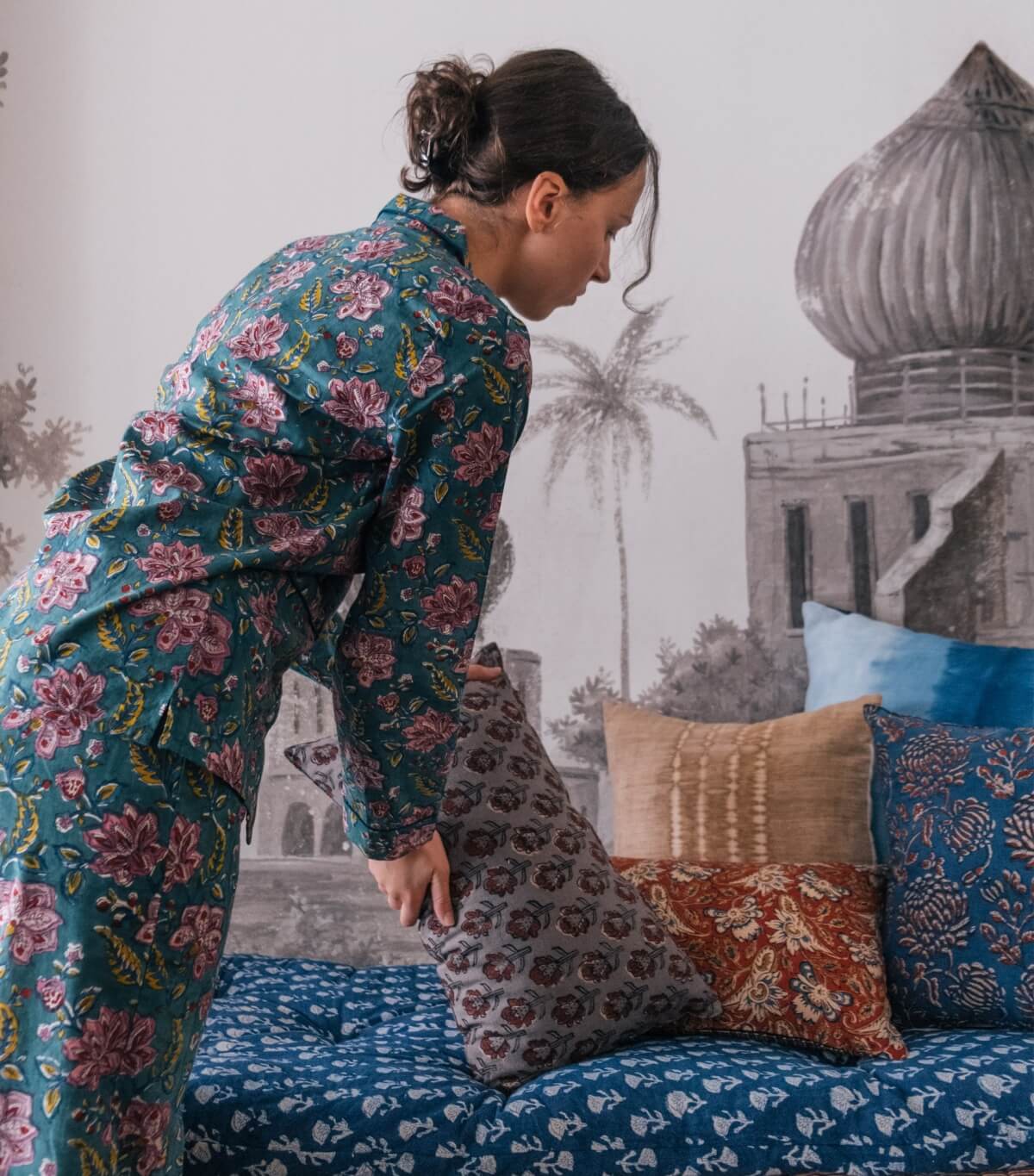 Rang Pyjama fleuri en coton canard - taille L