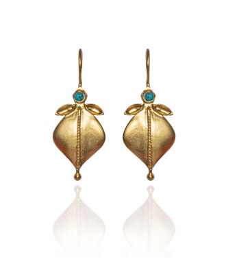 Gold plated earrings with turquoise