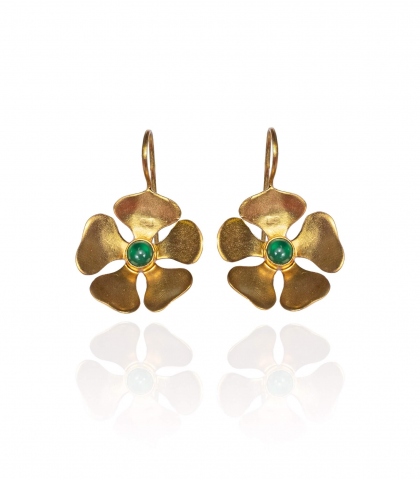 Boucle d'oreille à fleurs onyx vert
