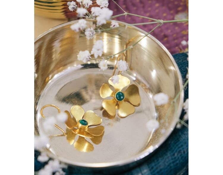 Boucles d'oreilles argent plaqué or - 3,5 cm