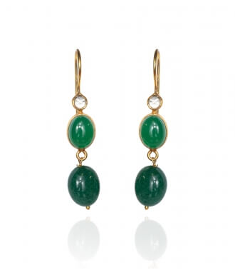 Indian earrings with green onyx