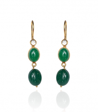 Indian earrings with green onyx