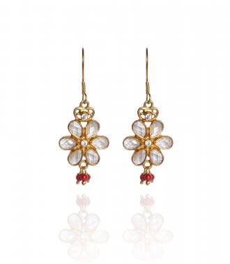 Indian earrings with crystal and ruby