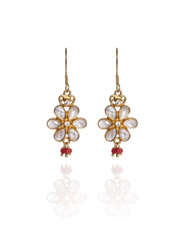 Indian earrings with crystal and ruby