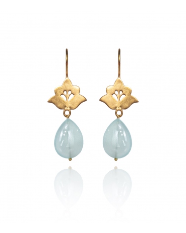Flower earrings with aqua chalcedony