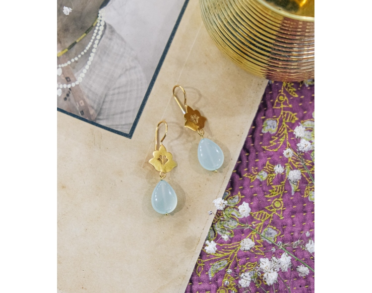 2 inches - indian earrings with aqua chalcedony