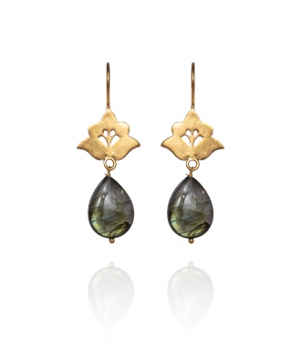 Gold plated earrings with labradorite