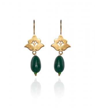 Floral earrings with green aventurine - 2 inches