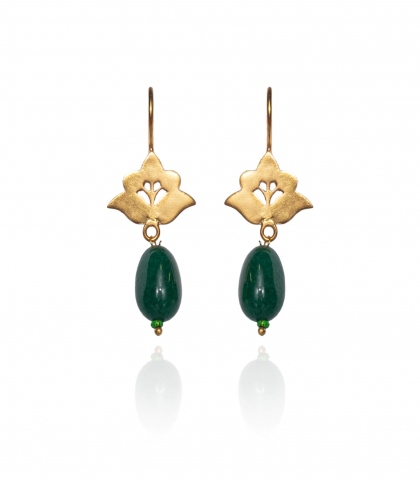 Floral earrings with green aventurine - 2 inches