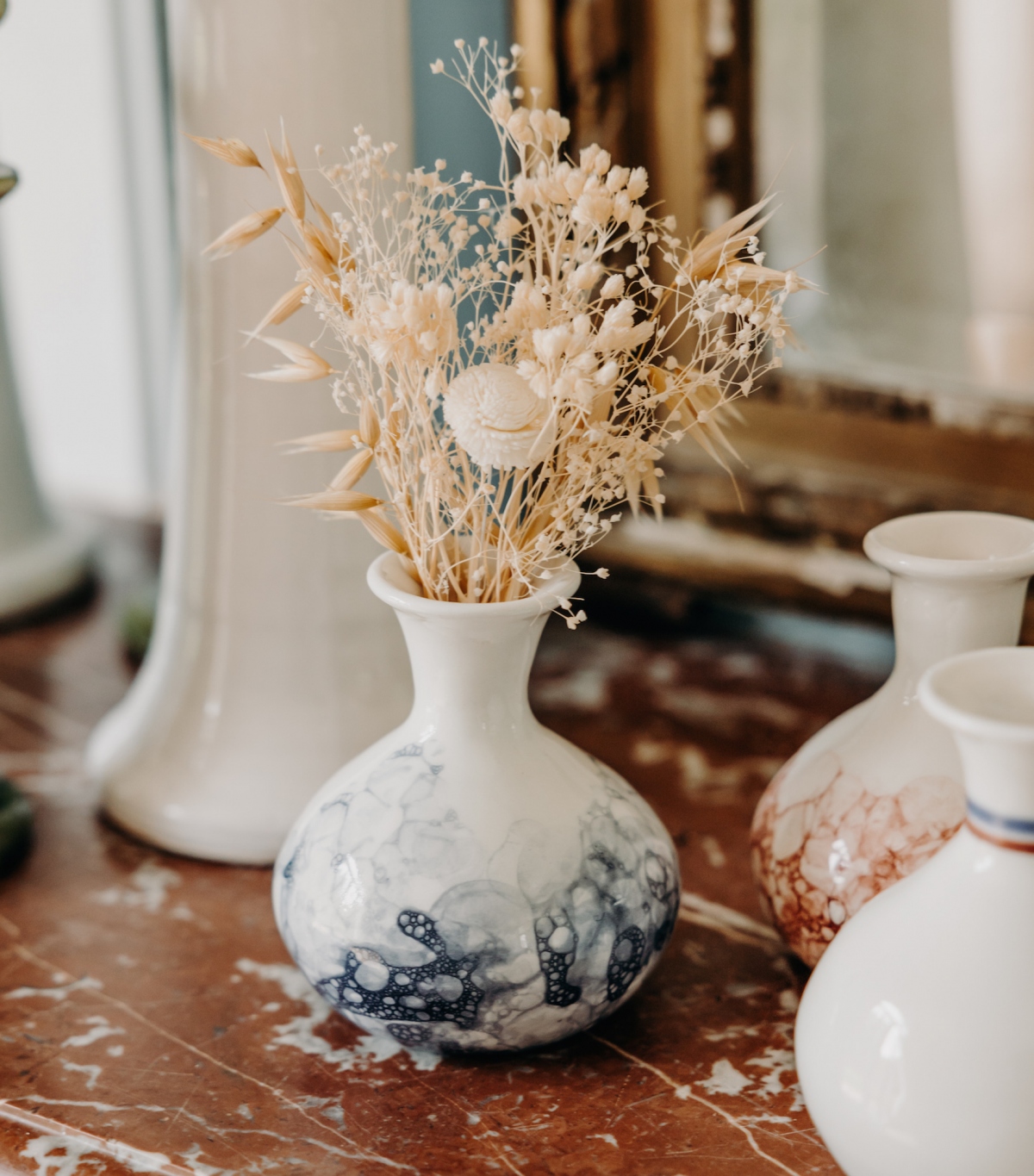 Blue ceramic vase hand made in Greece