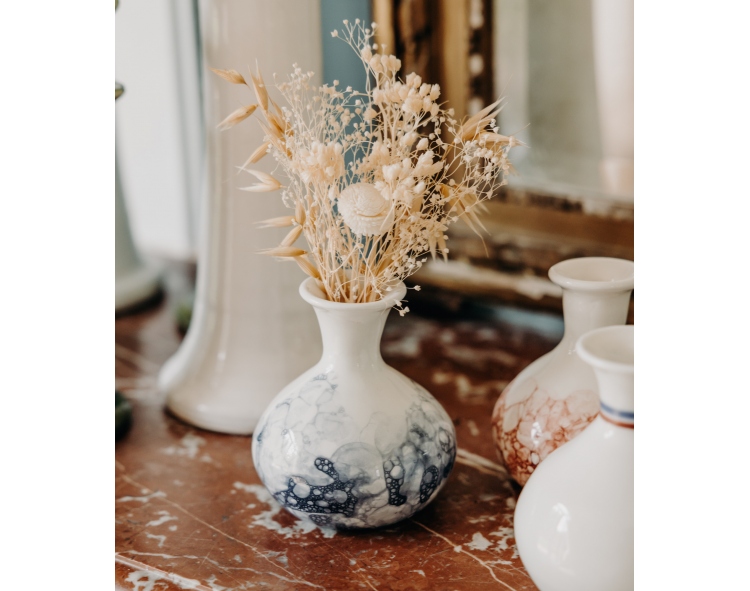 Blue ceramic vase hand made in Greece